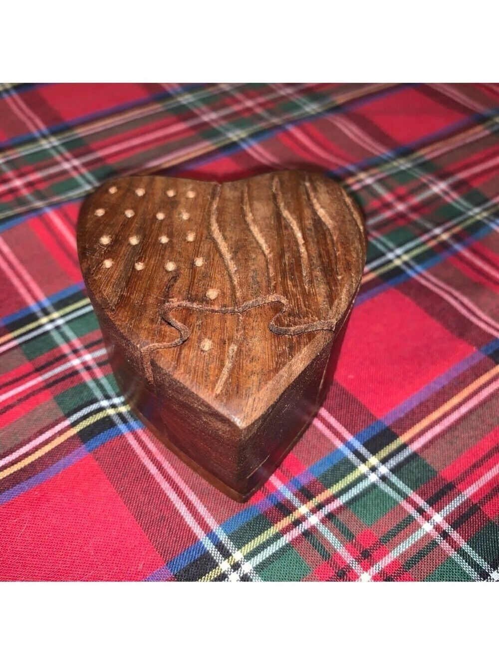 Unbranded Brown Wooden Heart Puzzle Box with heart pendant inside